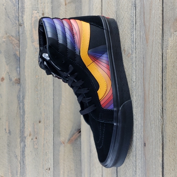 Vans SK8-Hi Reissue Refract Black & Multi Skate Shoes NEW Vans Off The Wall - Picture 2 of 9